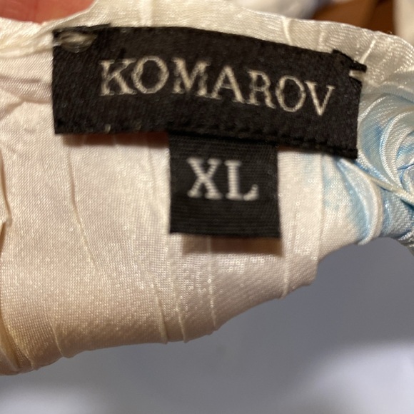 Komarov Blue and Green Floral Long Sleeve Dress XL - Picture 3 of 6